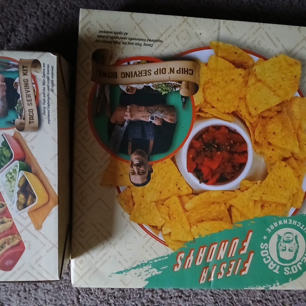 Fiesta Fun Days Chip and Dip Serving Bowl. Taco Plate And Dip Or Toppings Bowls